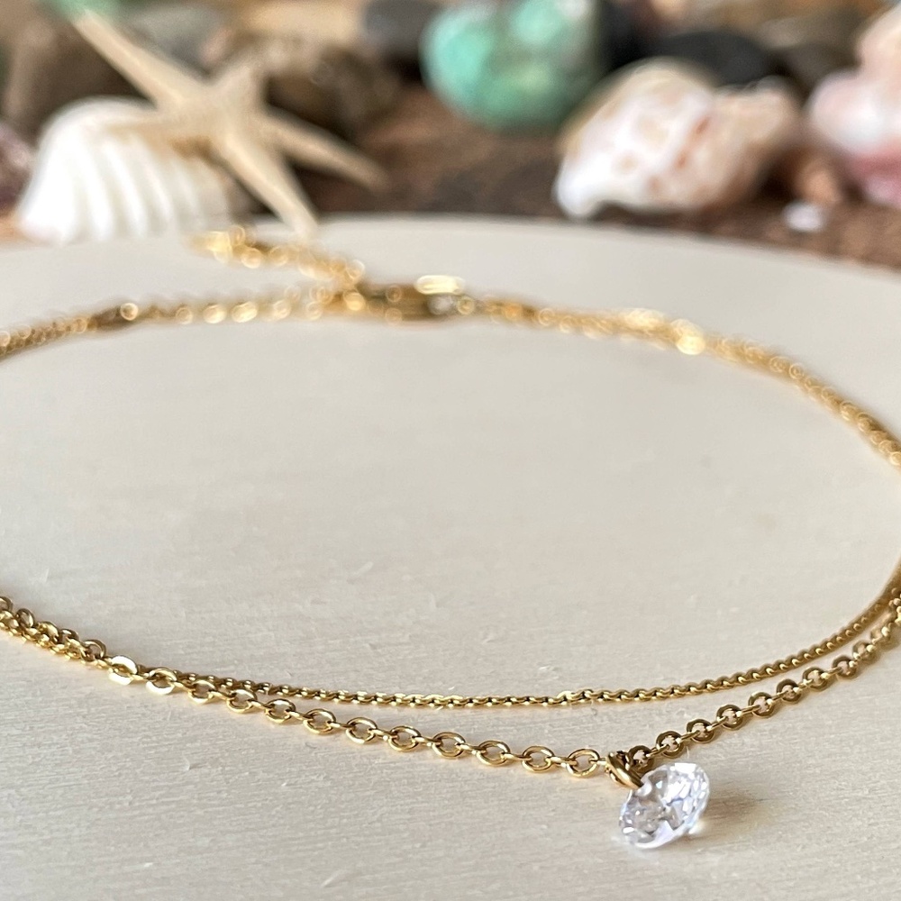 Dainty CZ Anklet -Gold Diamond Ankle Bracelet